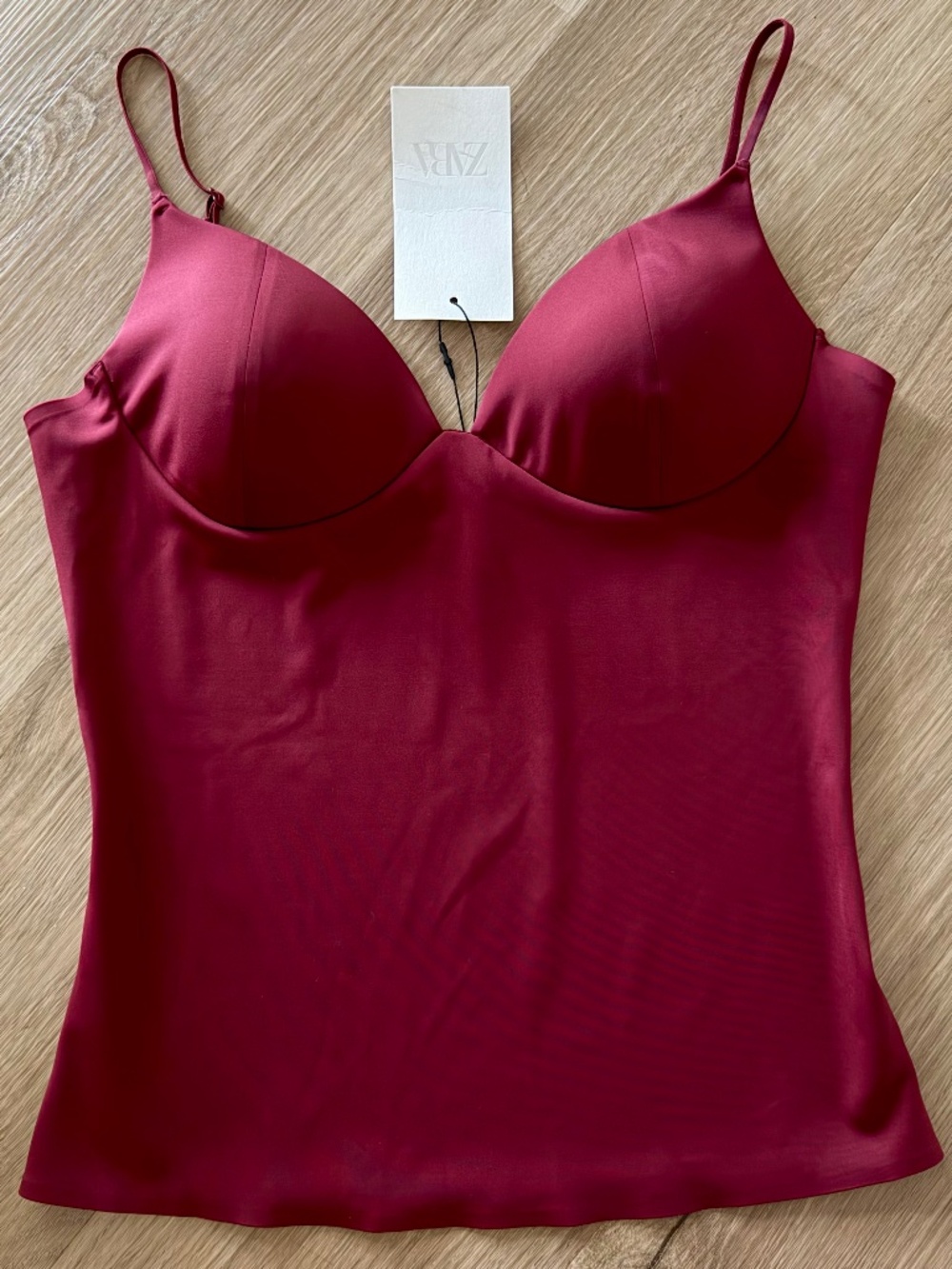 Zara Polyamide Blend Bustier Top in Burgundy NWT